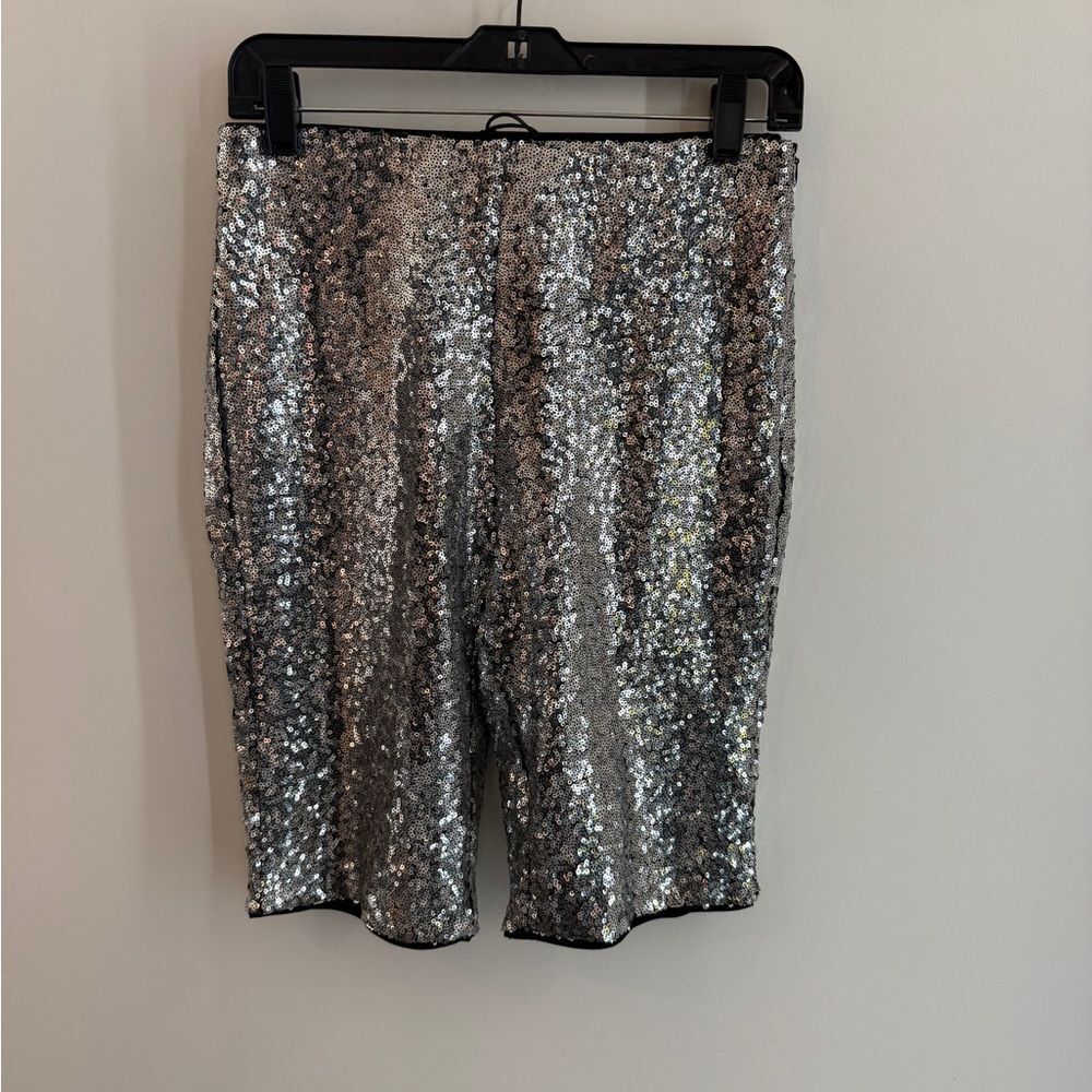 Silver Sequin Women's biker Shorts- NWT